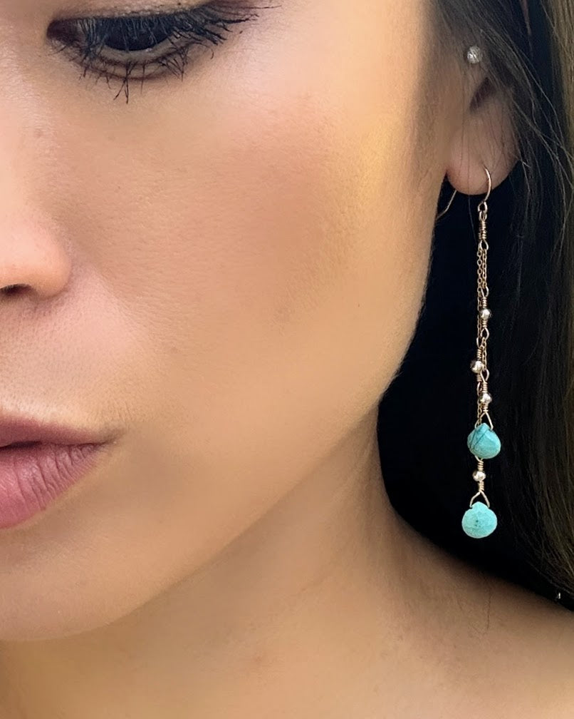 The Lotus Earring in Turquoise With Mixed Metals