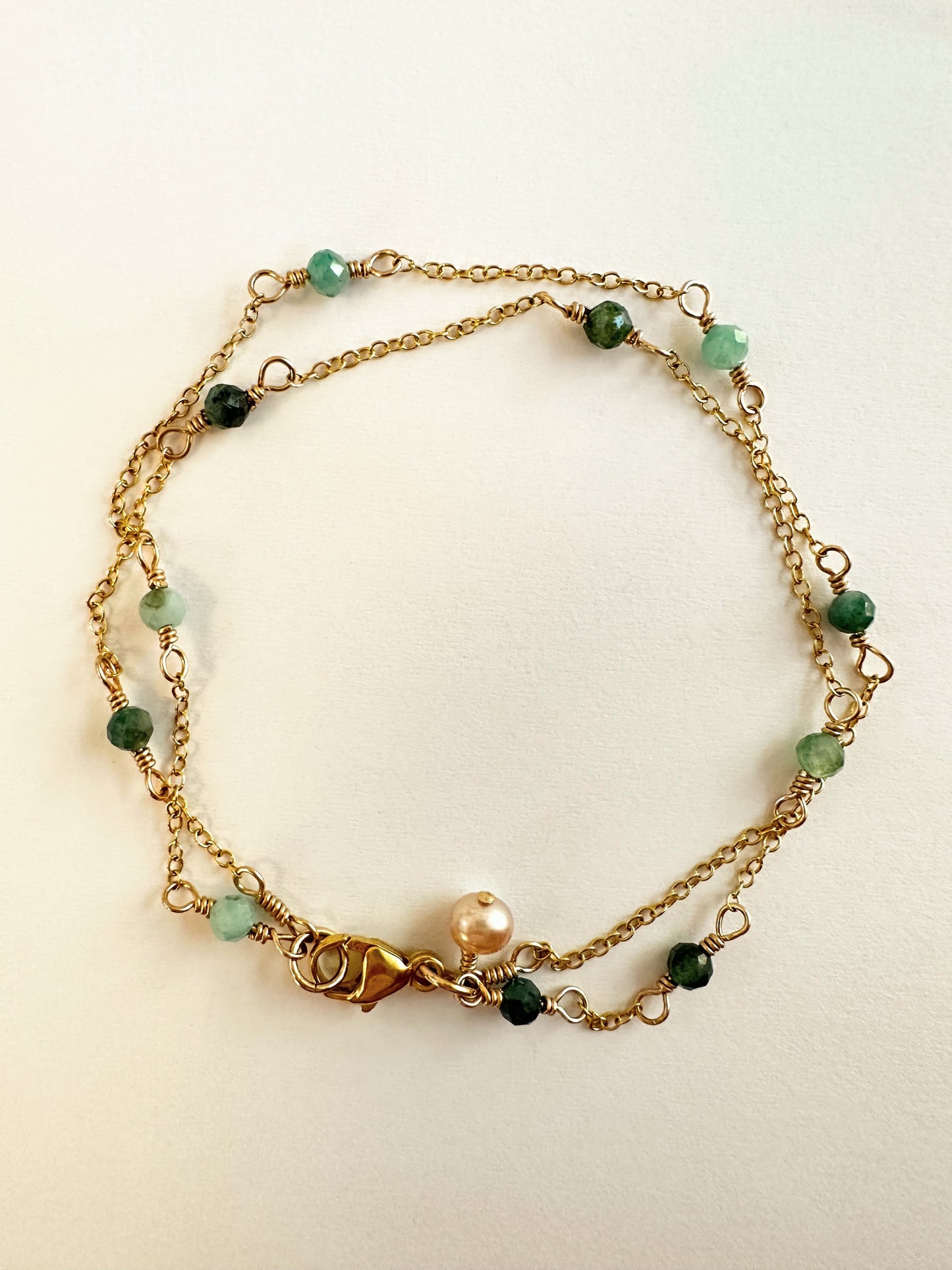 The Jacqueline Double Strand Bracelet in Emerald