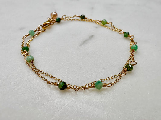 The Jacqueline Double Strand Bracelet in Emerald