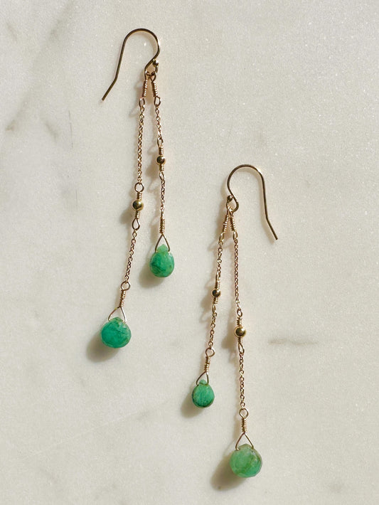 The Lotus Earring in Emerald