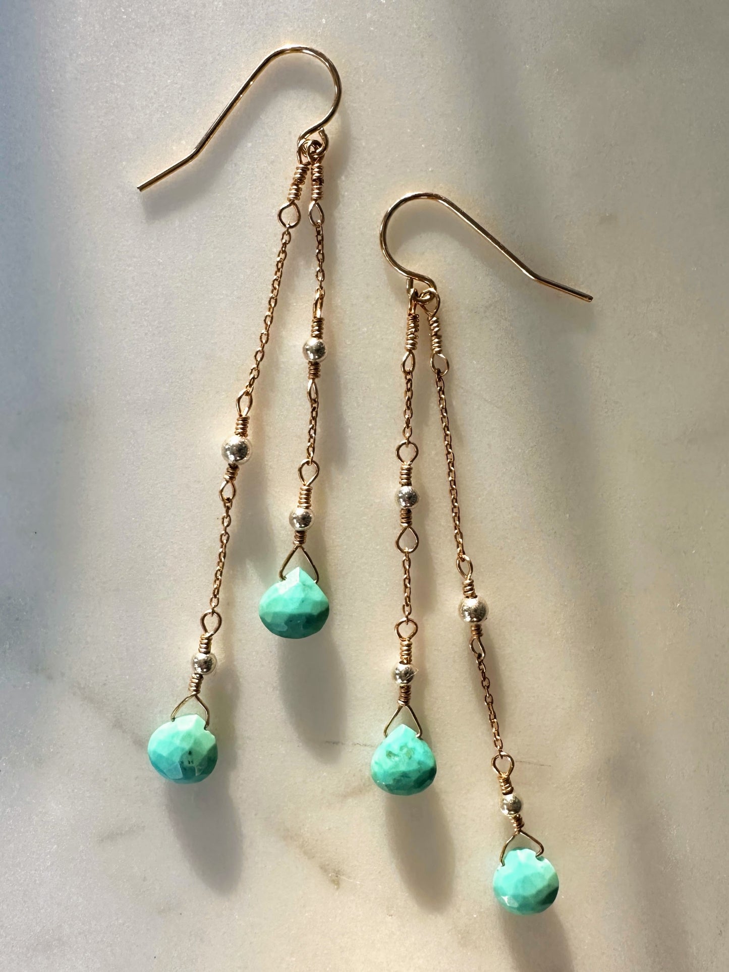 The Lotus Earring in Turquoise With Mixed Metals