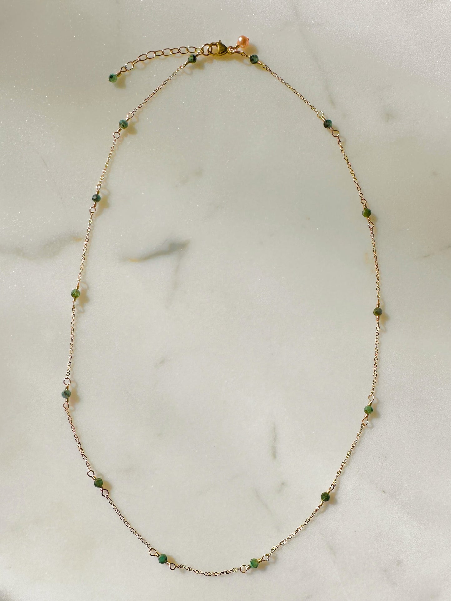 Delicate Emerald Station Necklace