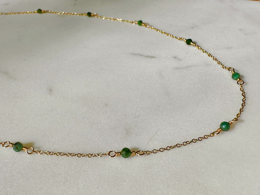 Delicate Emerald Station Necklace