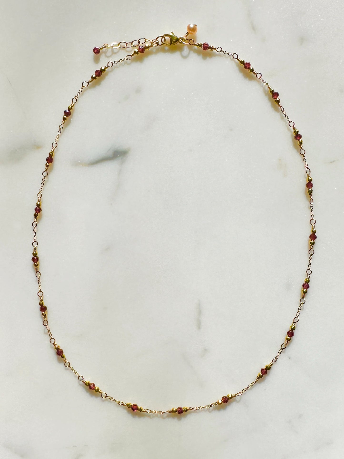 The Caroline Necklace in Red Garnet