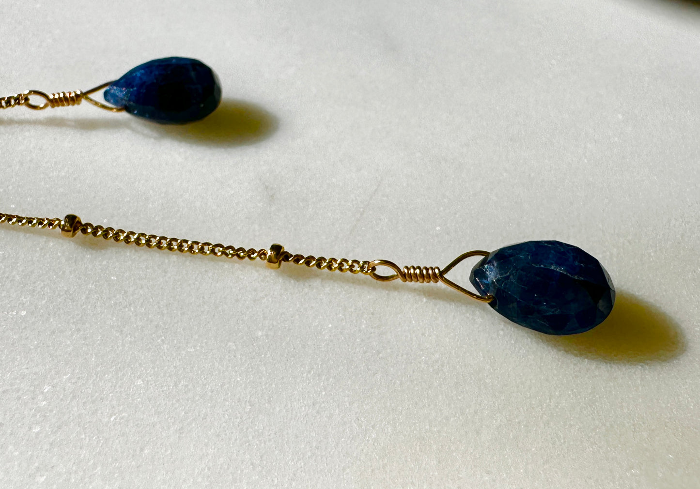 The Sylvia Lariat in Blue Sapphire