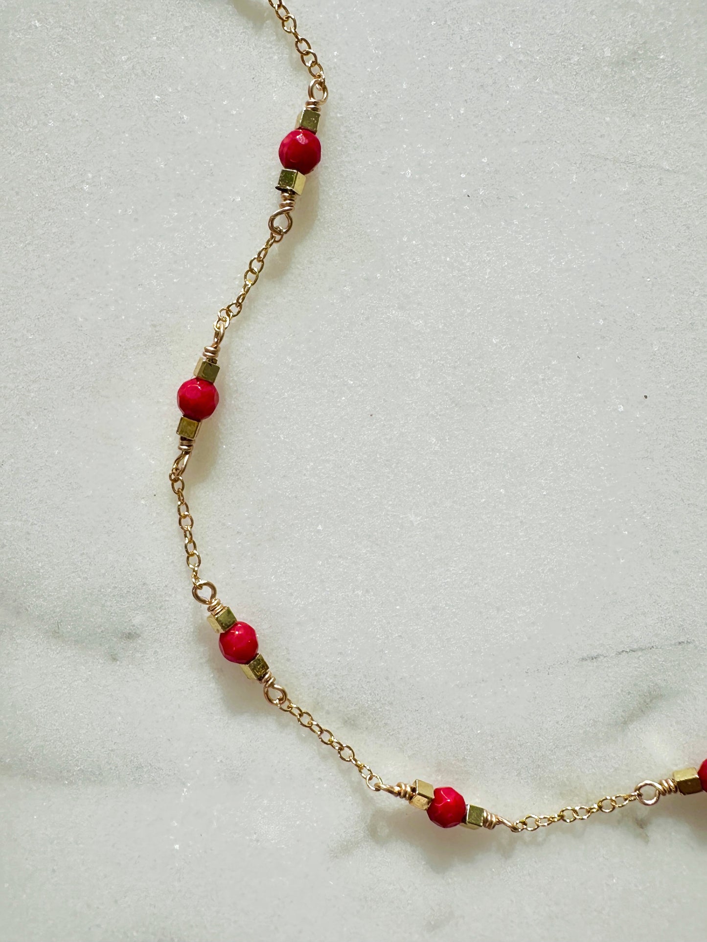 The Caroline Necklace in Coral
