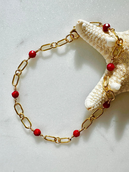 The Athena Bracelet in Red Coral