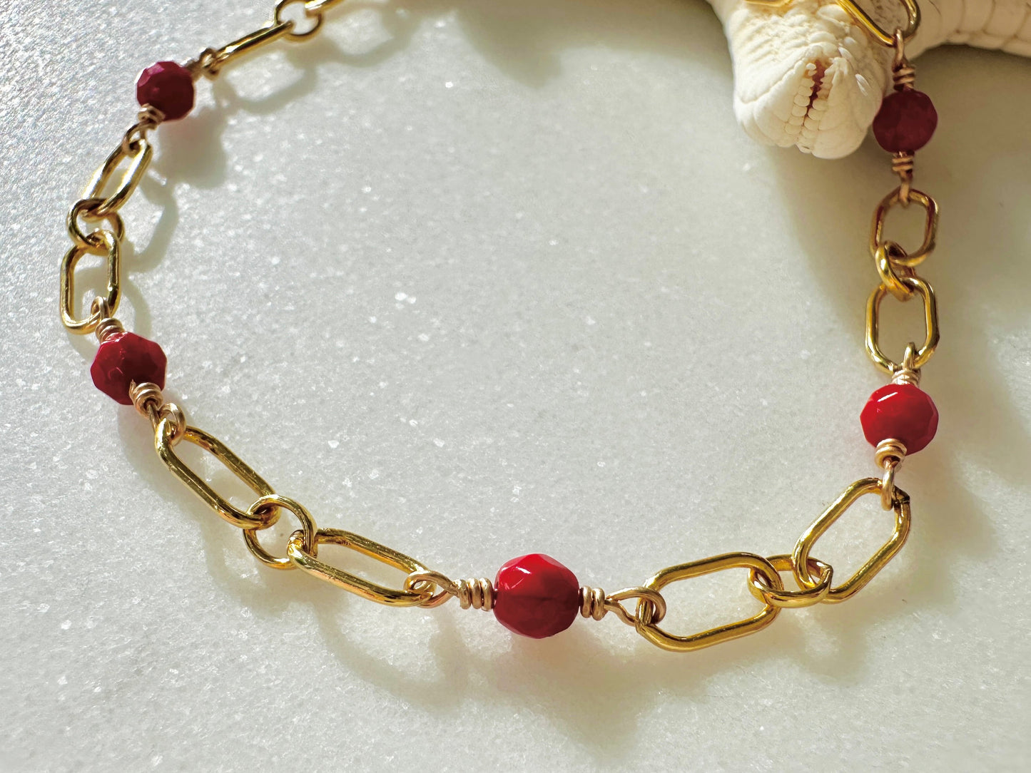 The Athena Bracelet in Red Coral