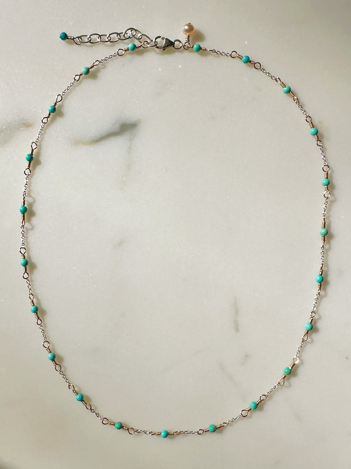 The Jacqueline Necklace in Turquoise with Mixed Metals