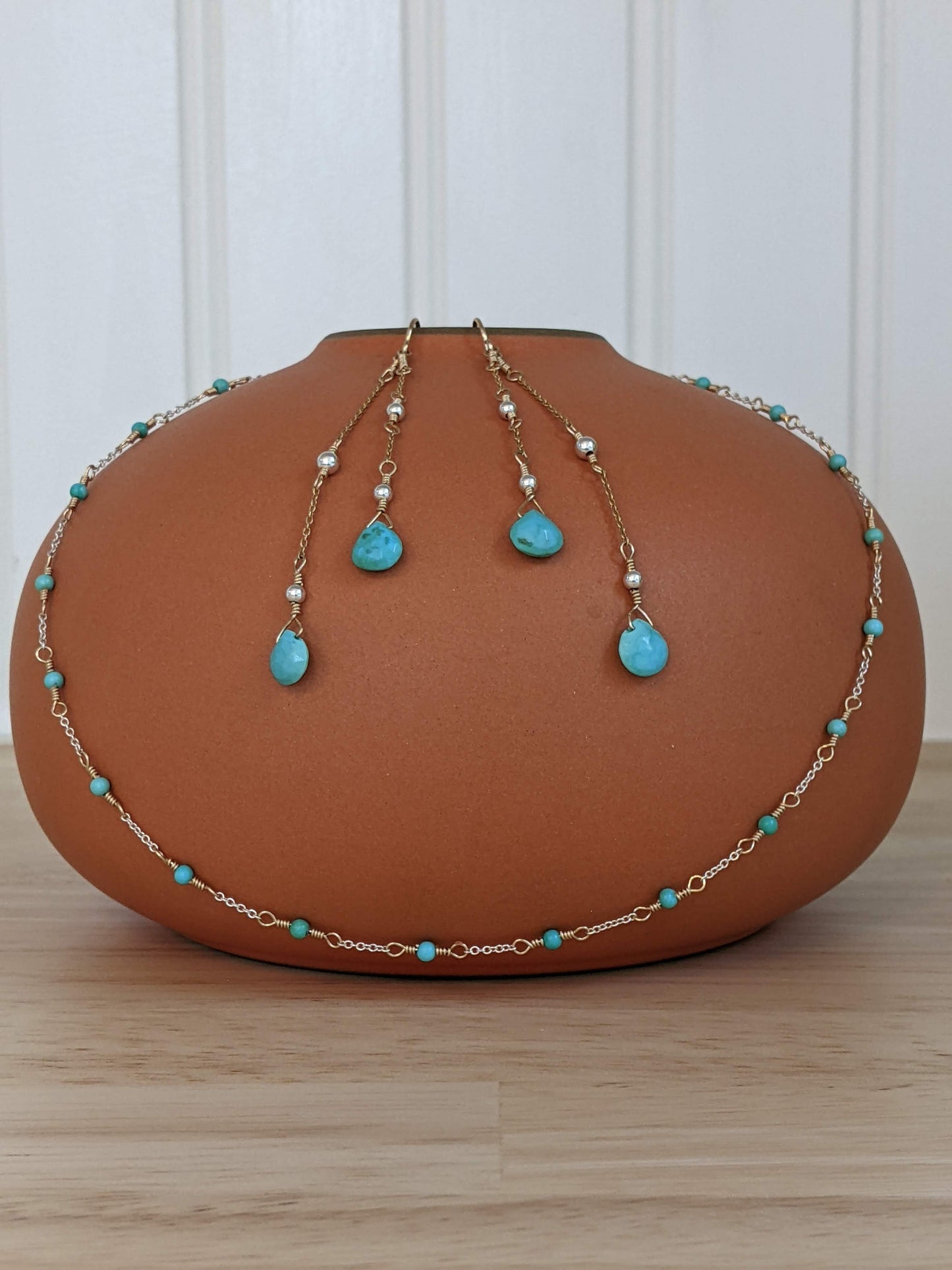The Jacqueline Necklace in Turquoise with Mixed Metals